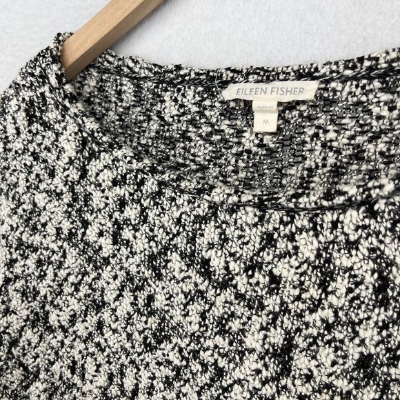 EILEEN FISHER Sweater M Cotton Viscose Slub Melange Chunky Knit Pullover Gray - Picture 6 of 16